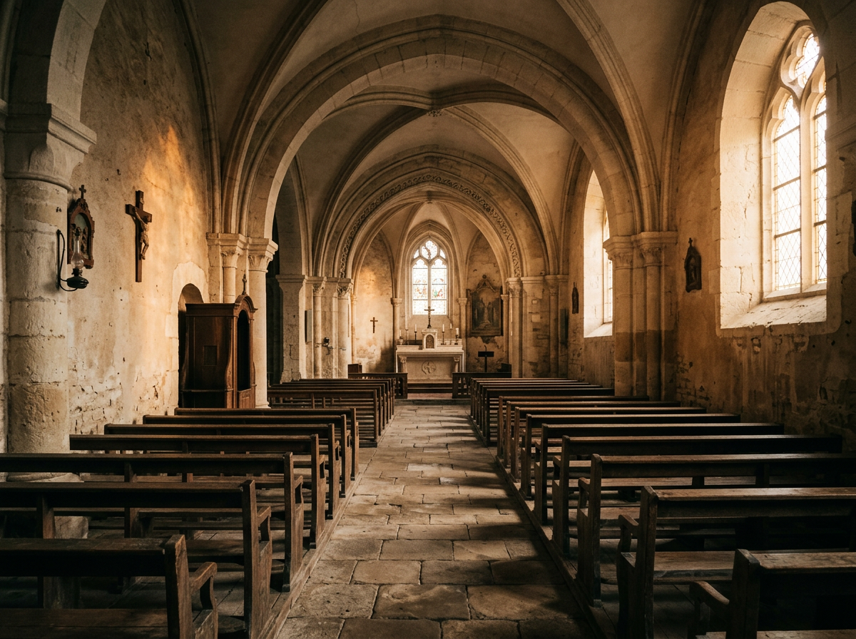 A quiet chapel interior — the atmosphere Stewards, the Triune Softwares parish SaaS, is built for